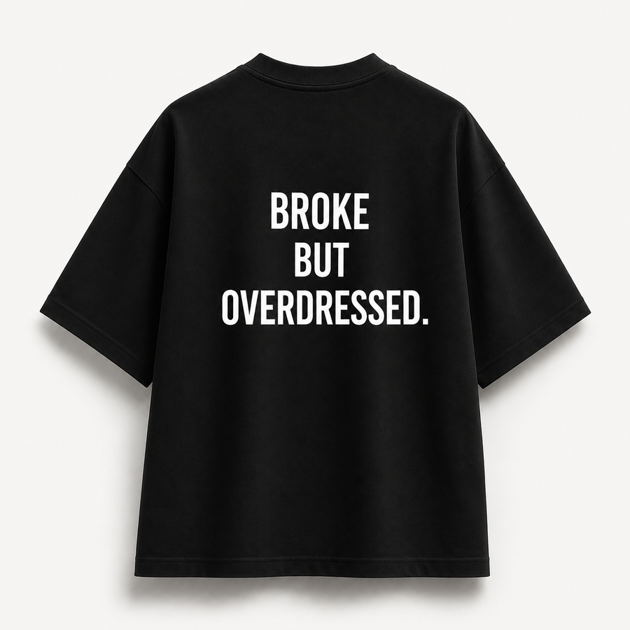 Broke But Overdressed tee, print detail