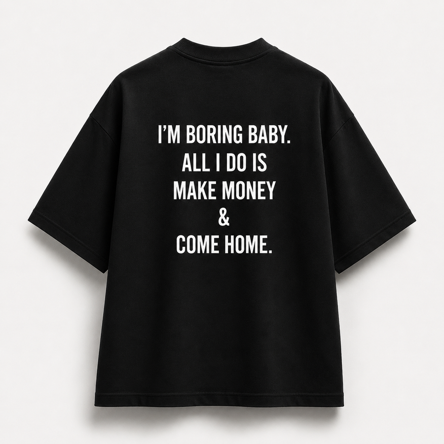 I'm Boring Baby tee, print detail